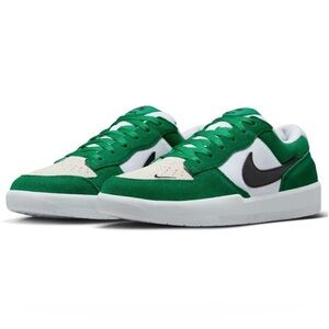 Green and white Nike SB Force 58 skate shoes